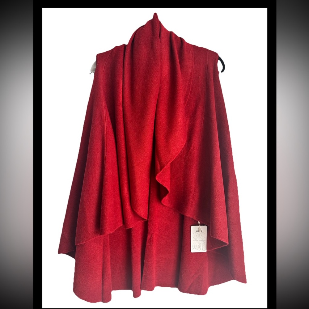 LOOK by M New York Red Shawl Vest One Size NWT